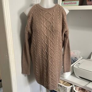 Express Cable-Knit Round Neck Mini Sweater Dress size XS